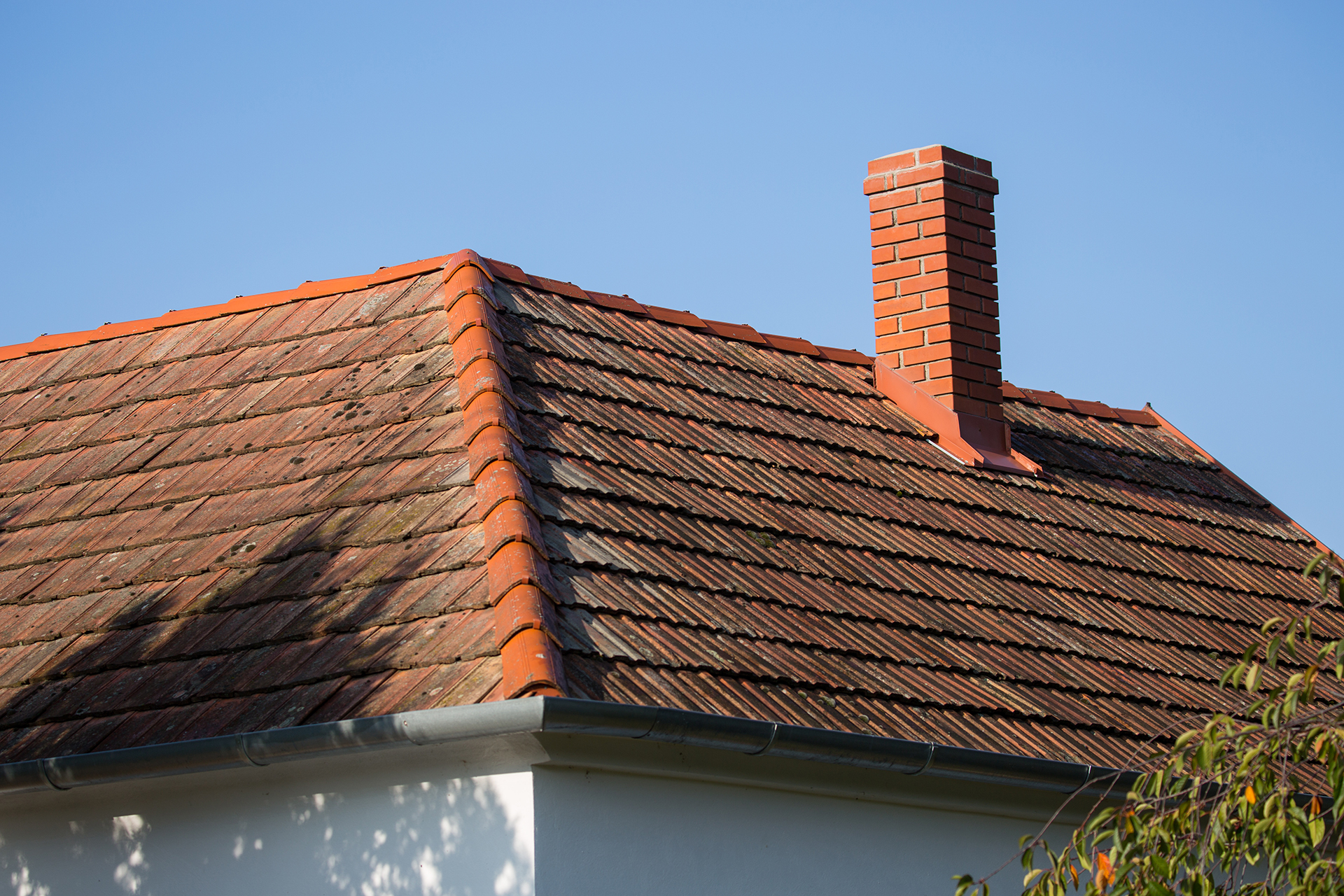 Red tiles on a house roof