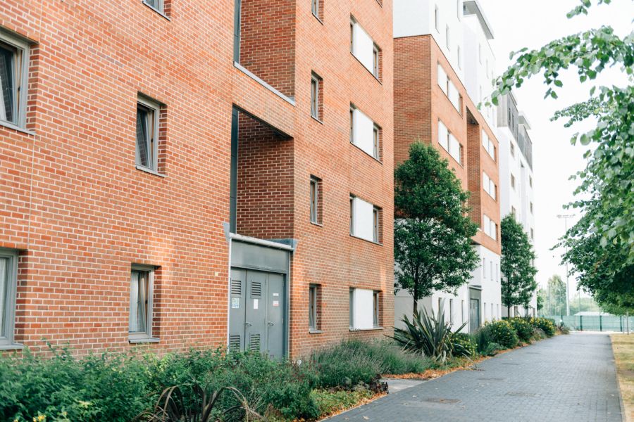 back side of apartments
