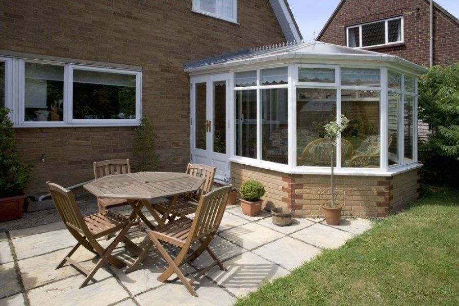 patio with conservatory